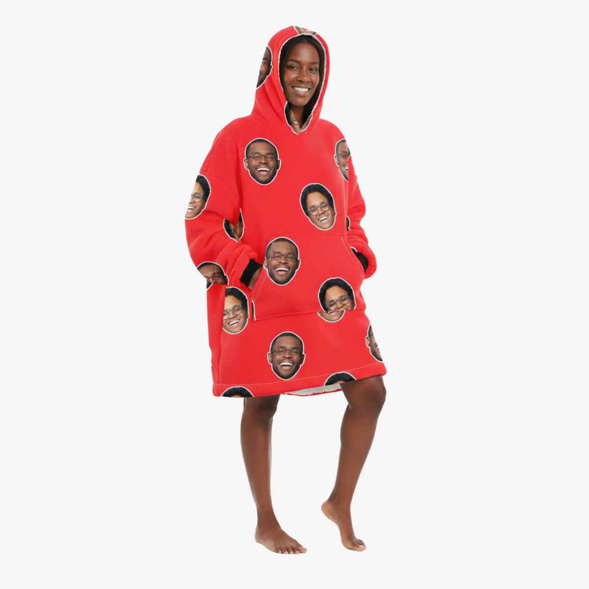 Couples Face Custom Hoodie Blanket