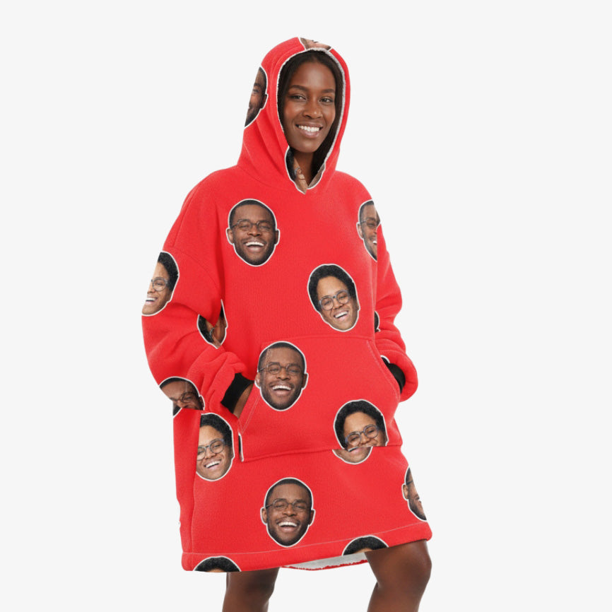 Couples Face Custom Hoodie Blanket