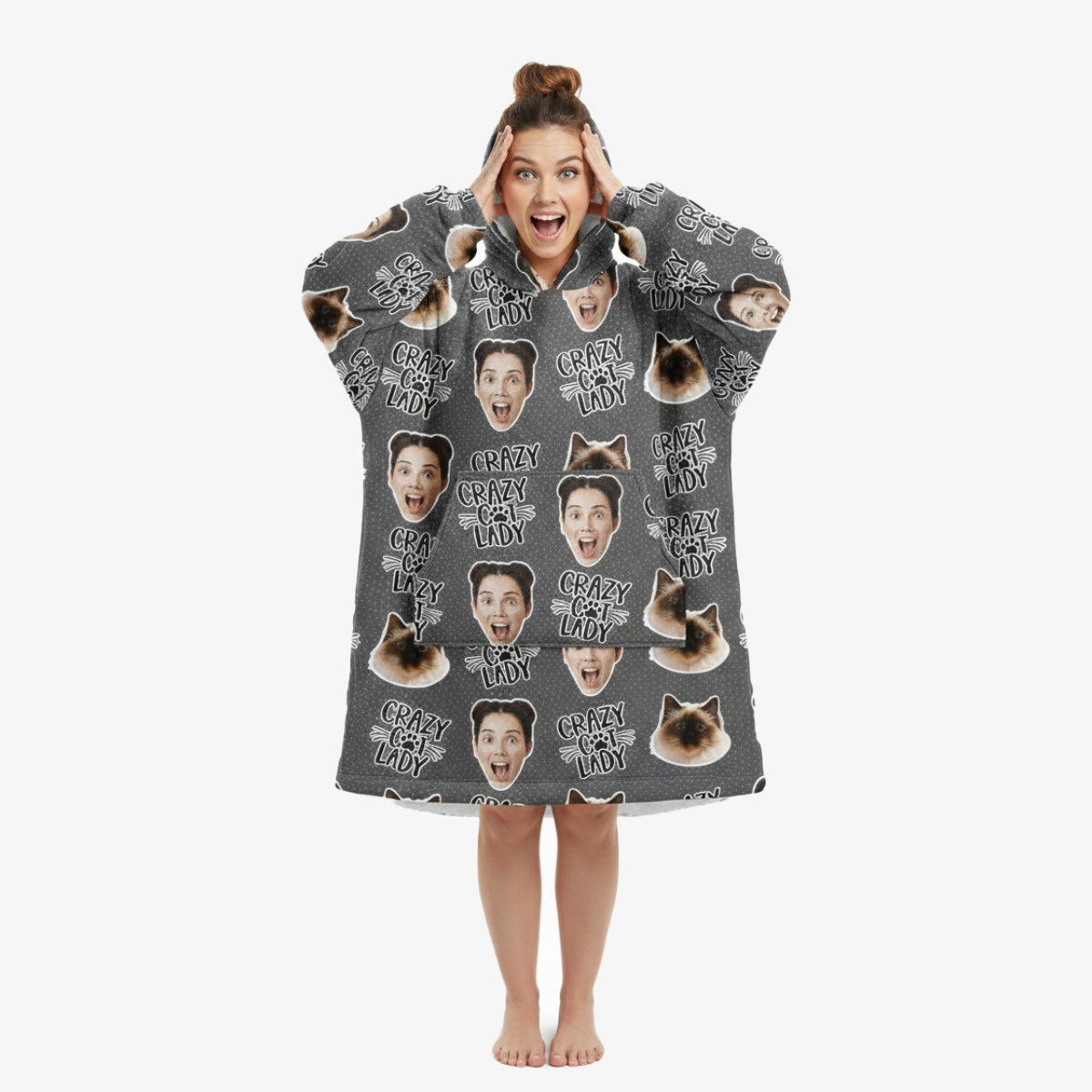 Crazy Cat Lady Personalised Hoodie Blanket