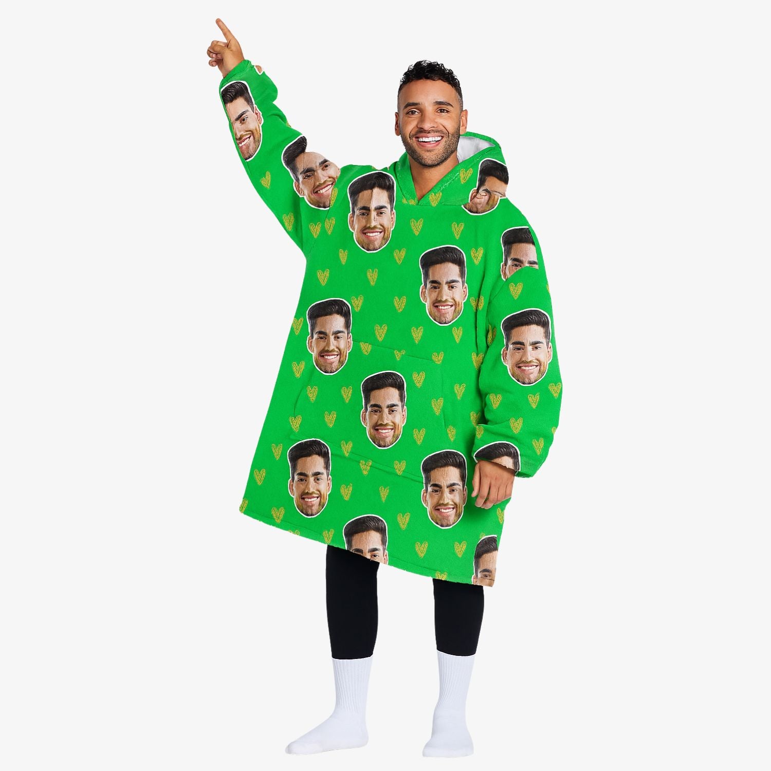 Face Hearts Custom Hoodie Blanket