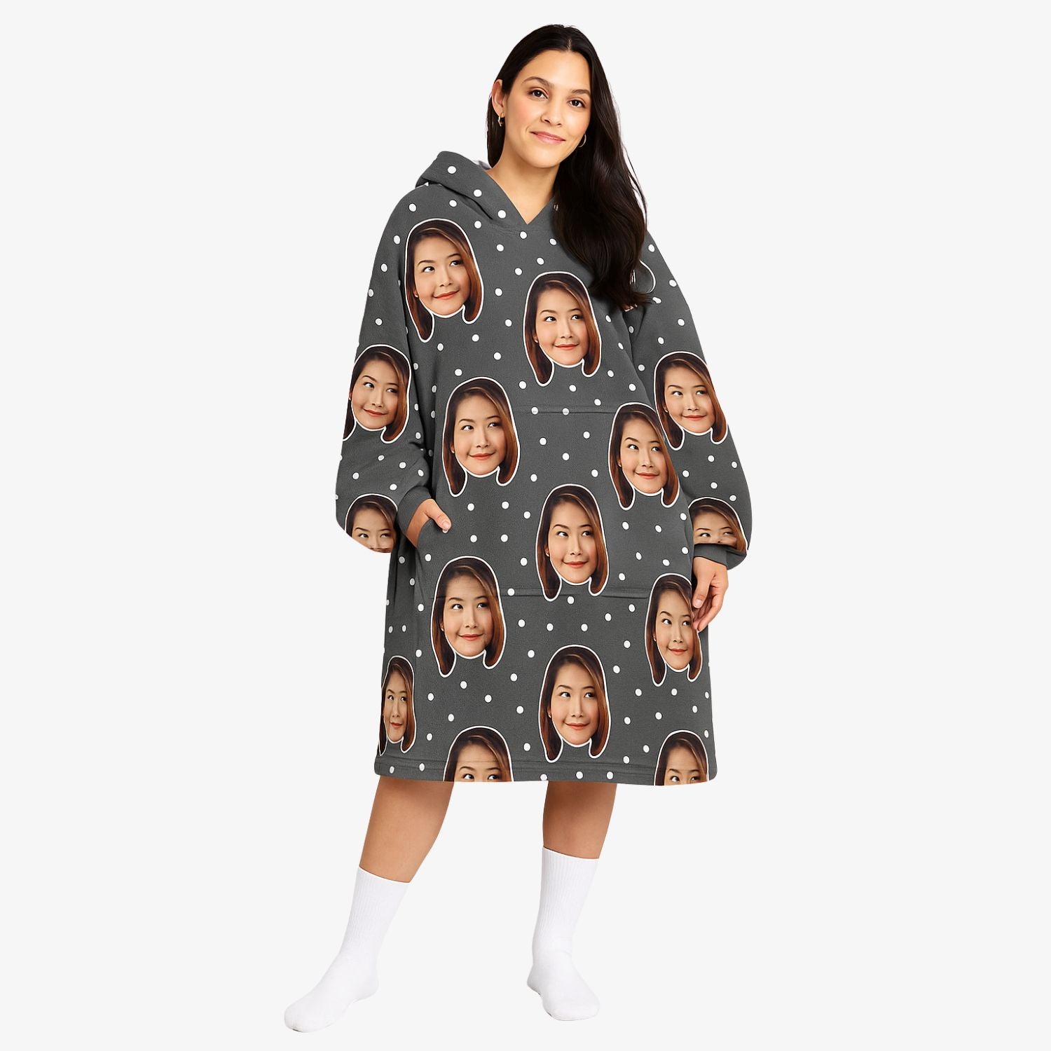 Spotty Face Custom Hoodie Blanket