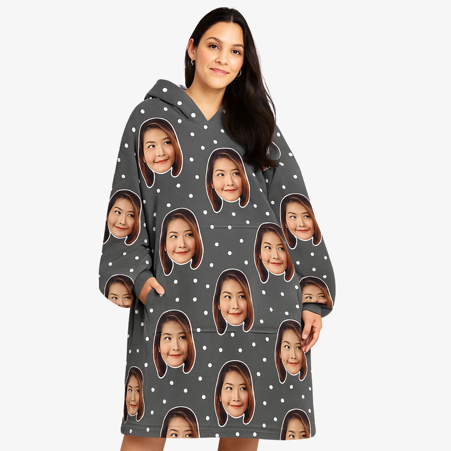 Spotty Face Custom Hoodie Blanket