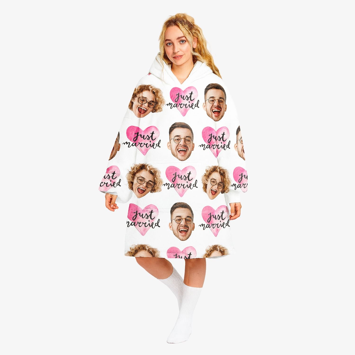 Just Married Personalised Hoodie Blanket