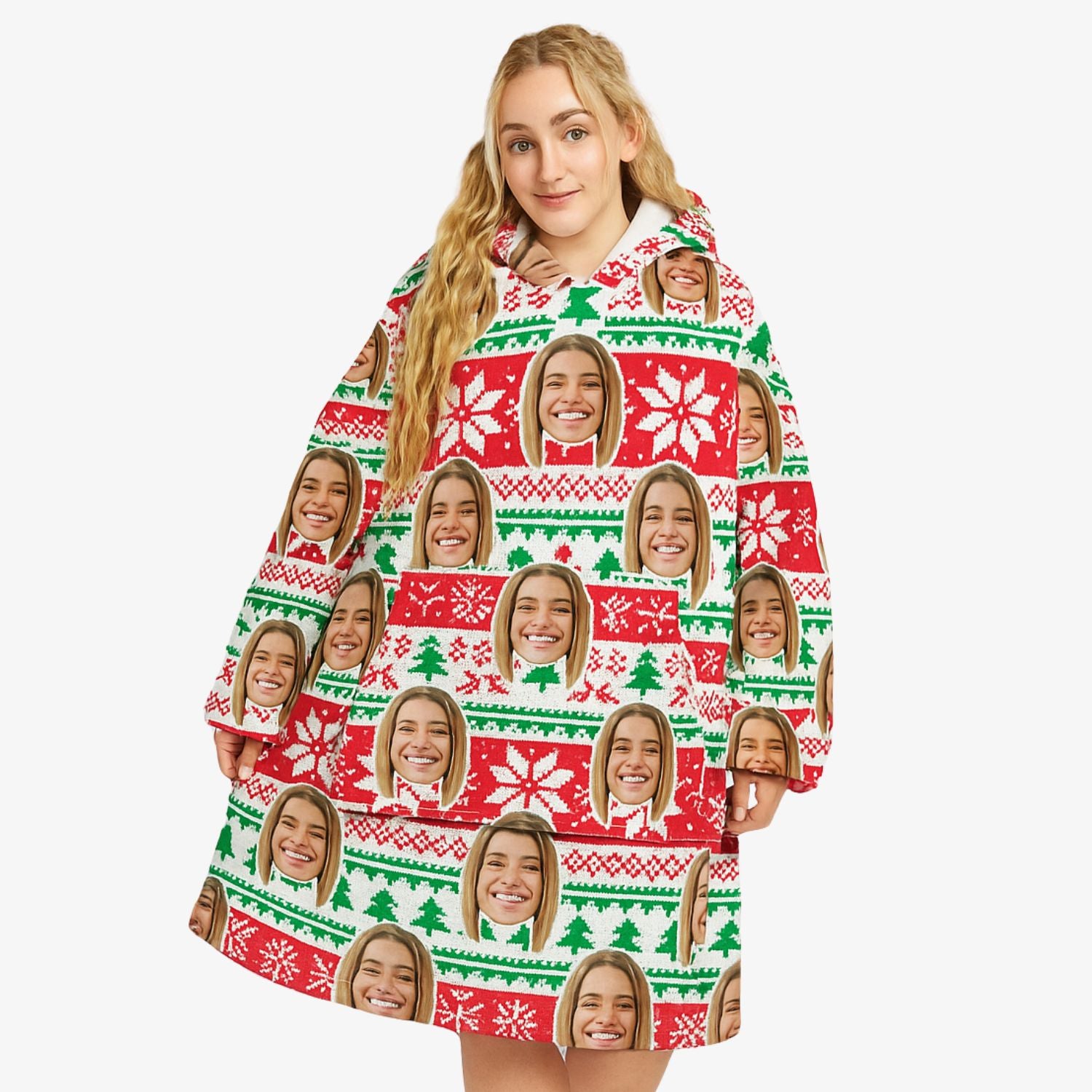 Nordic Snowflakes Christmas Personalised Hoodie Blanket