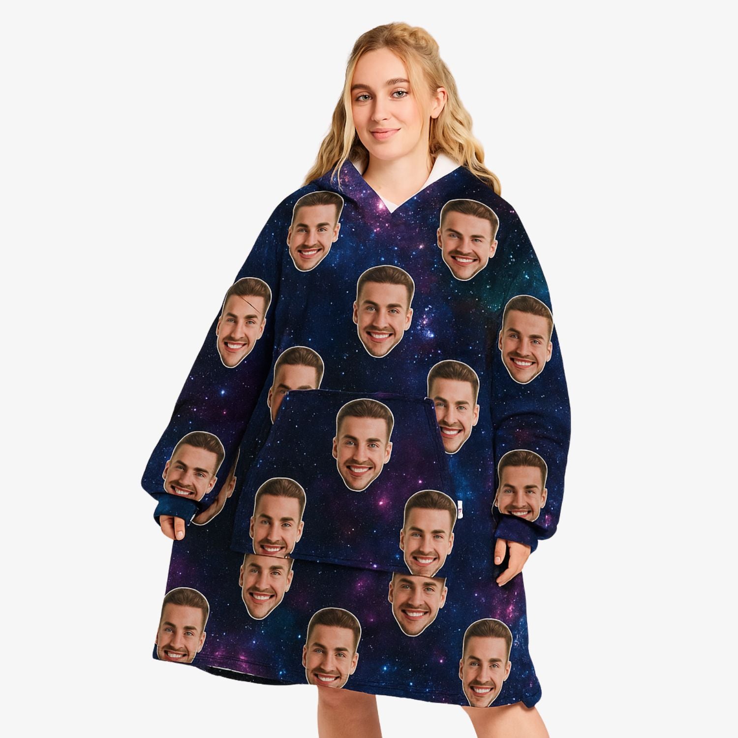 Space Galaxy Face Personalised Hooded Blanket
