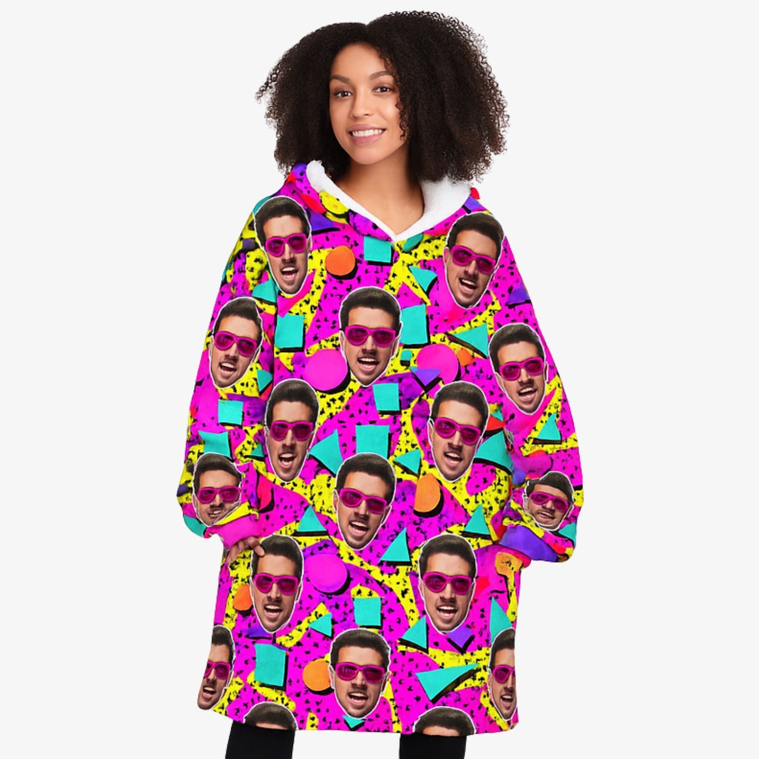 Retro Face Custom Hoodie Blanket