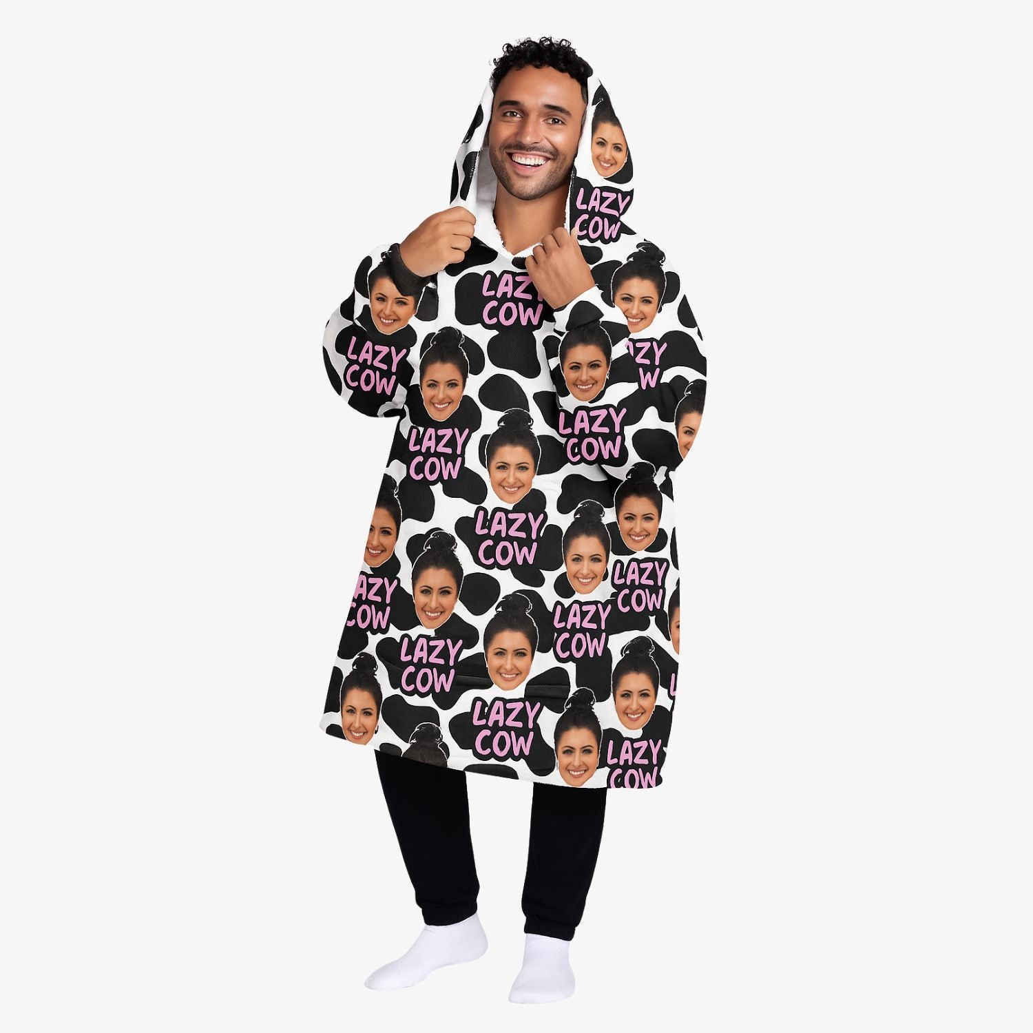 Lazy Cow Personalised Hoodie Blanket