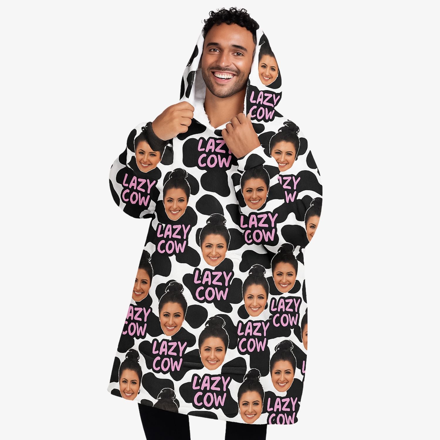 Lazy Cow Personalised Hoodie Blanket