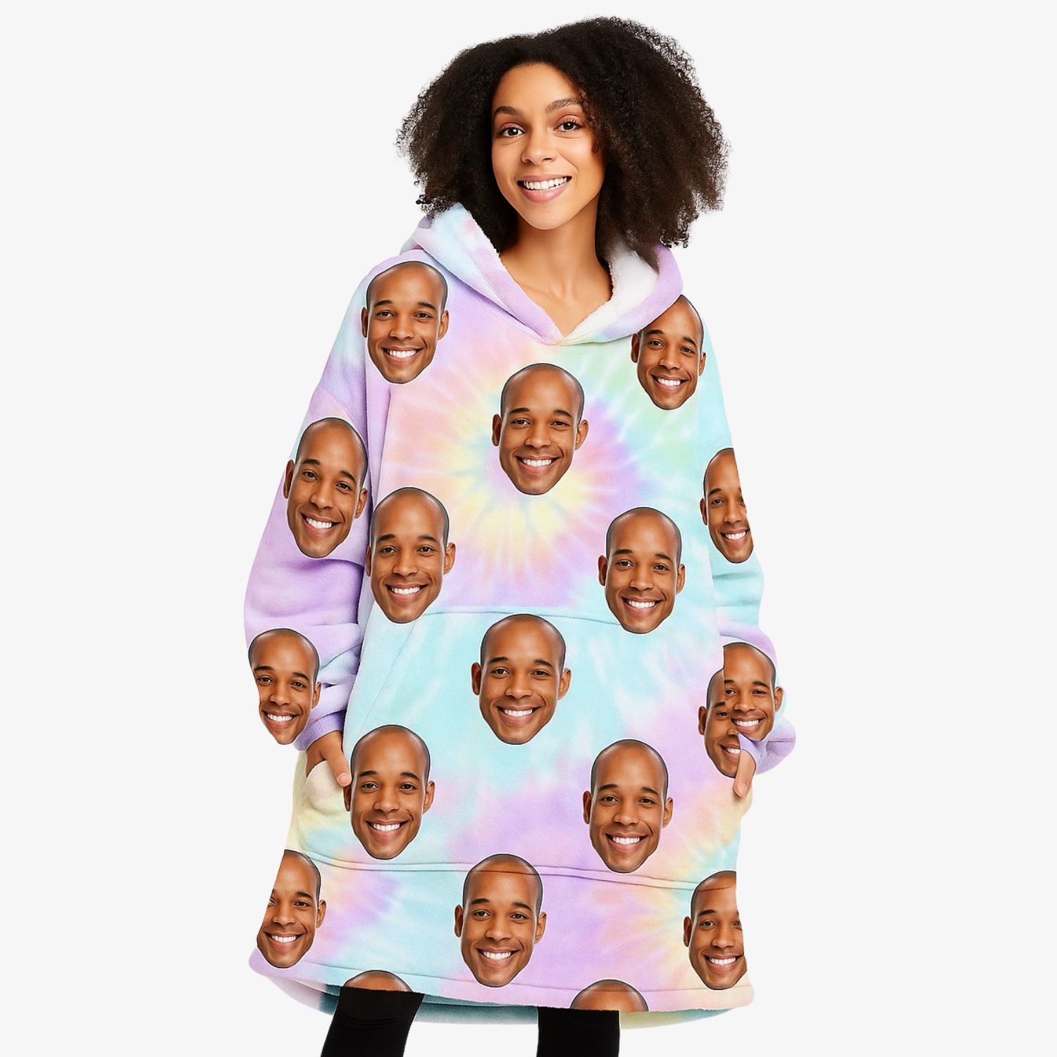 Tie Dye Face Custom Hoodie Blanket