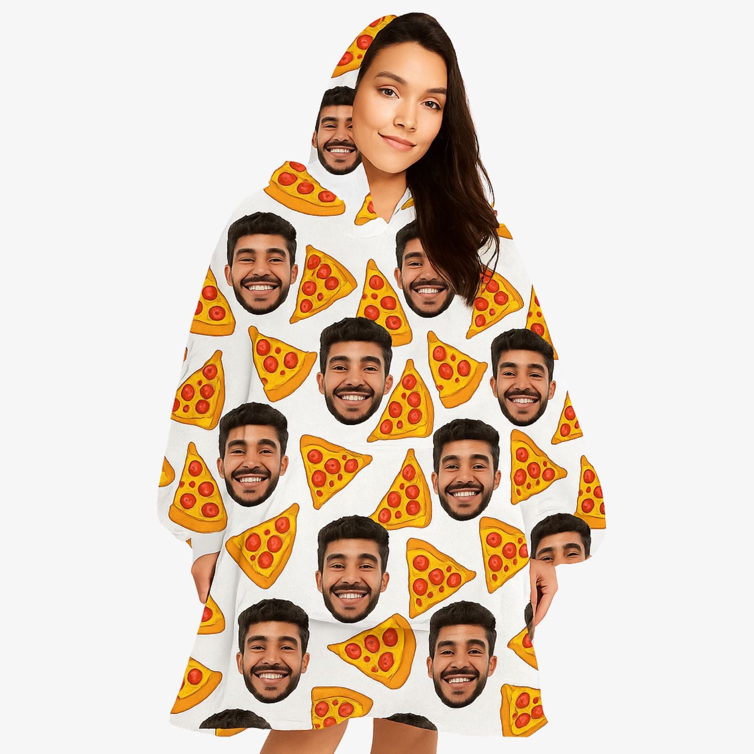 Your Face Pizza Personalised Hoodie Blanket