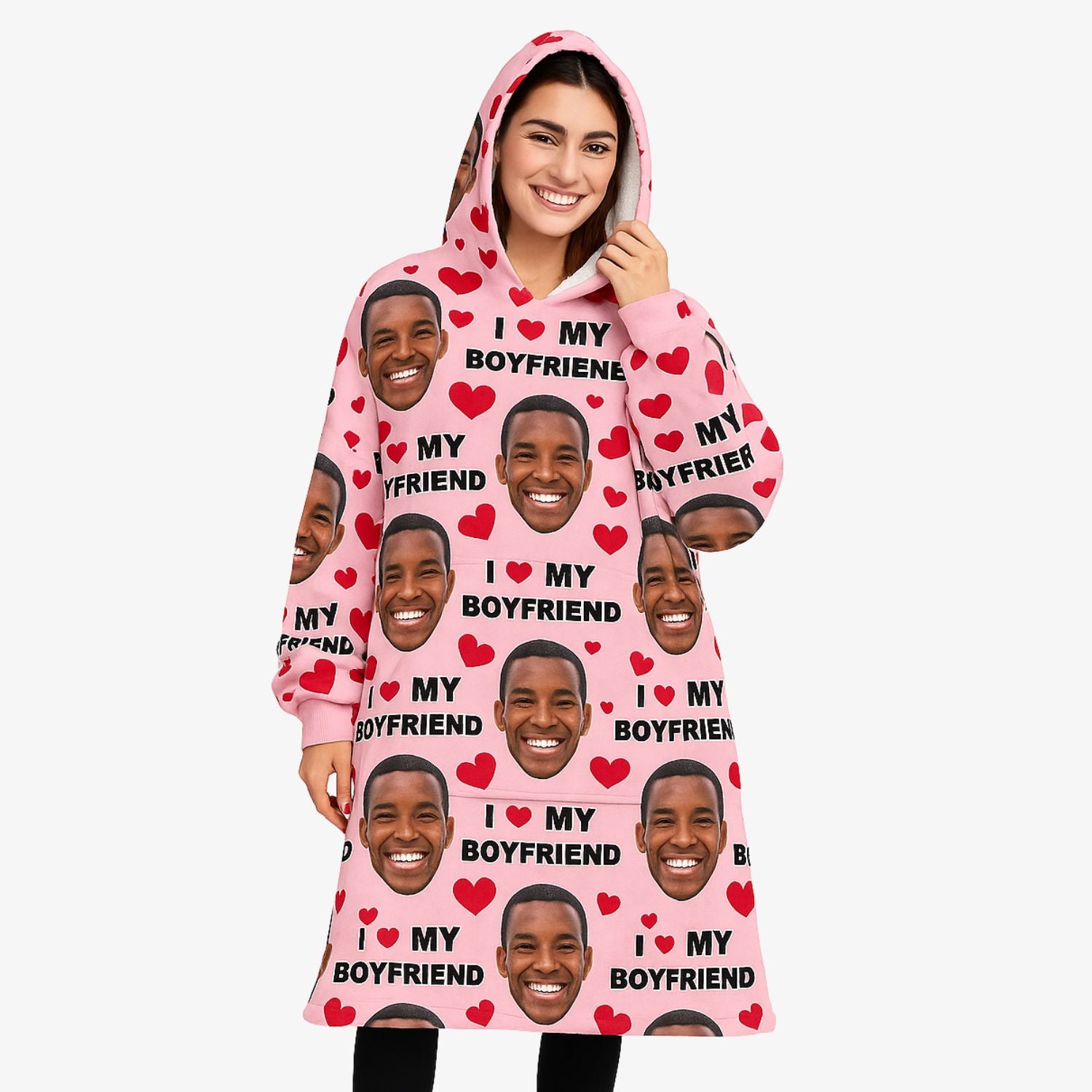 I Love My Boyfriend Custom Hoodie Blanket