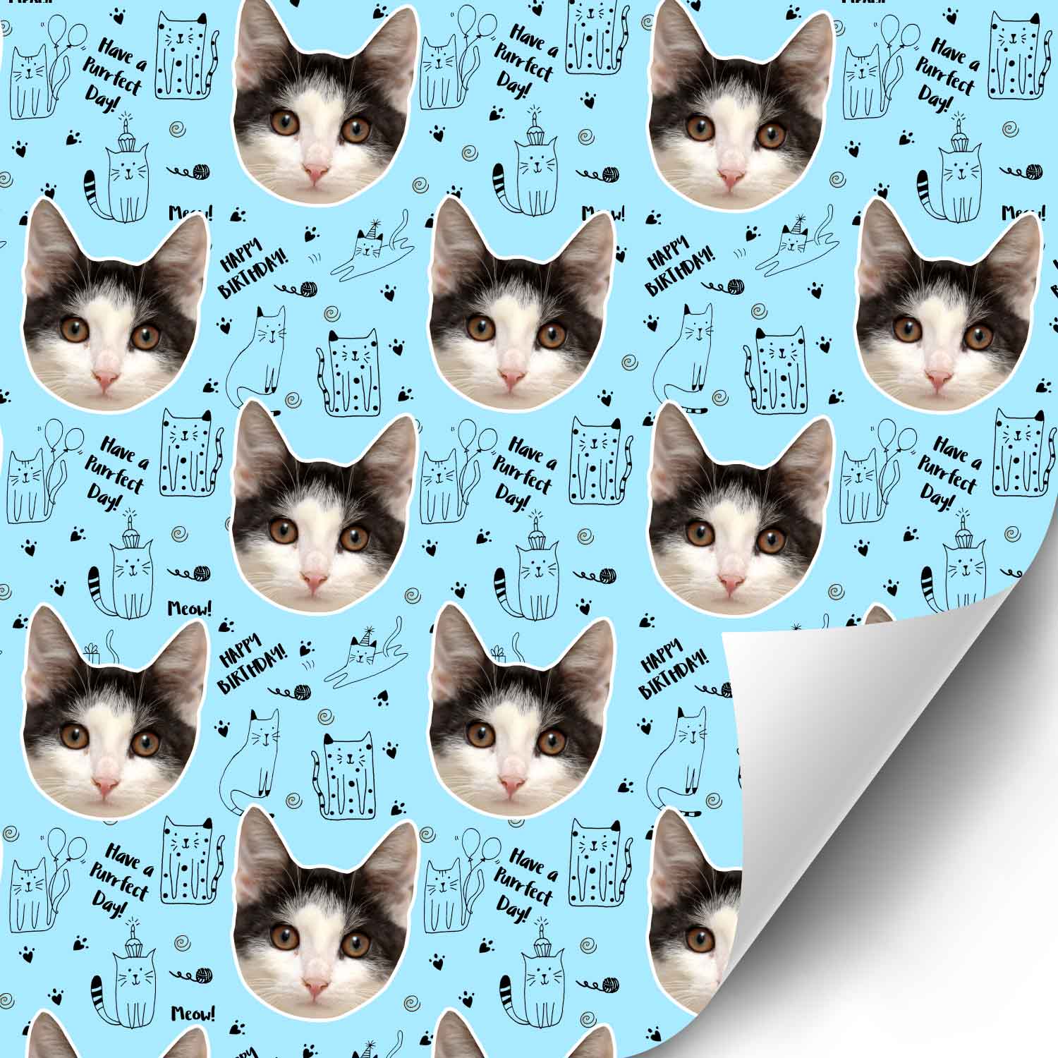 Purrfect Day Personalised Cat Birthday Wrapping Paper