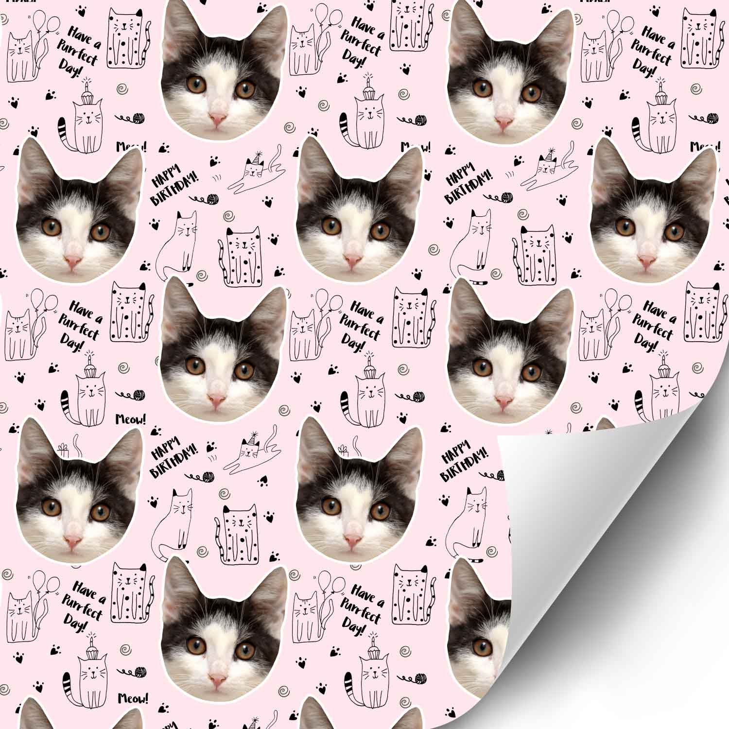 Purrfect Day Personalised Cat Birthday Wrapping Paper