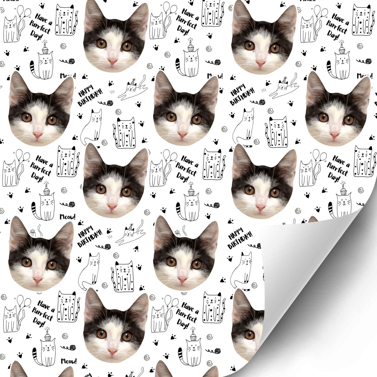 Purrfect Day Personalised Cat Birthday Wrapping Paper