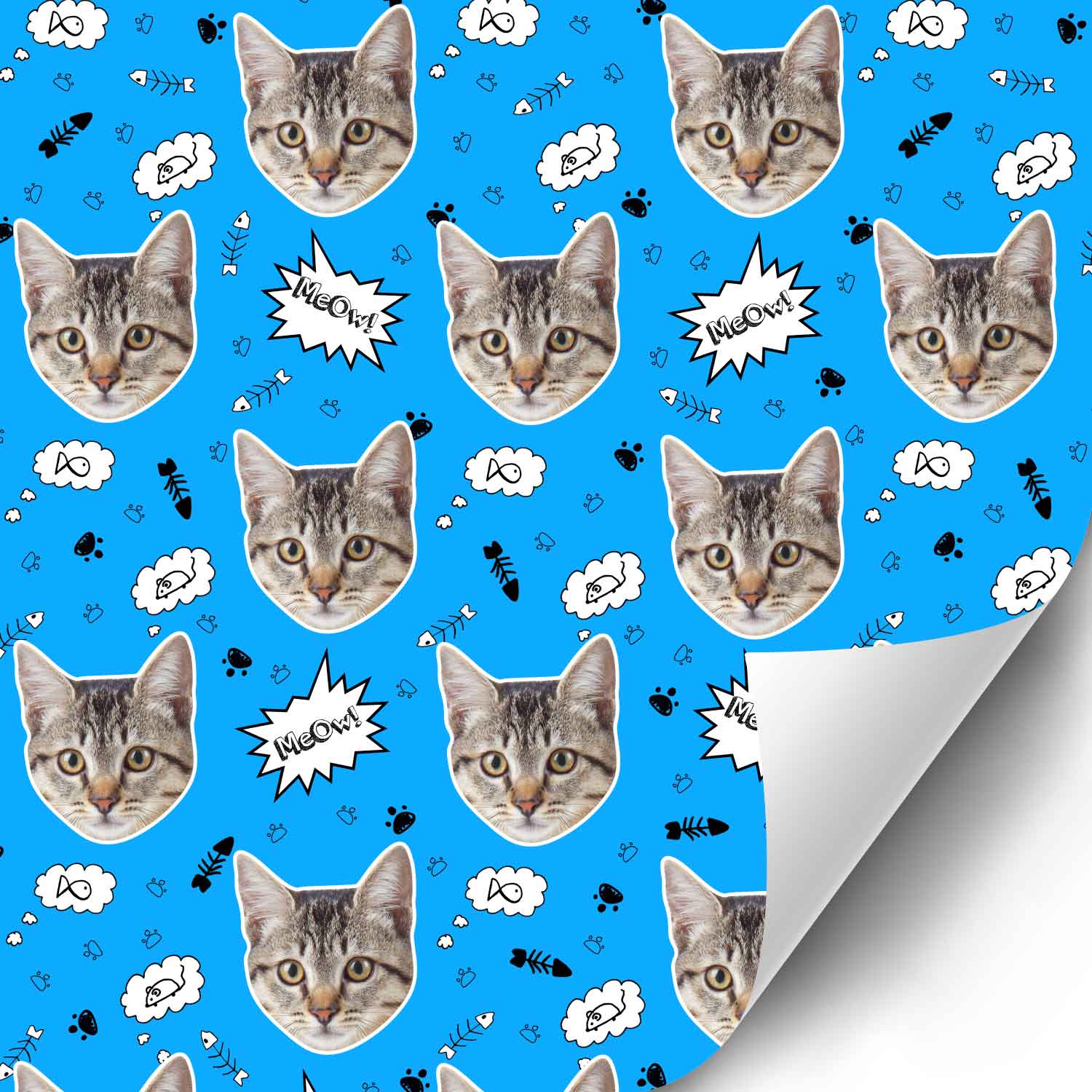 Your Cat Face Pattern Personalised Wrapping Paper