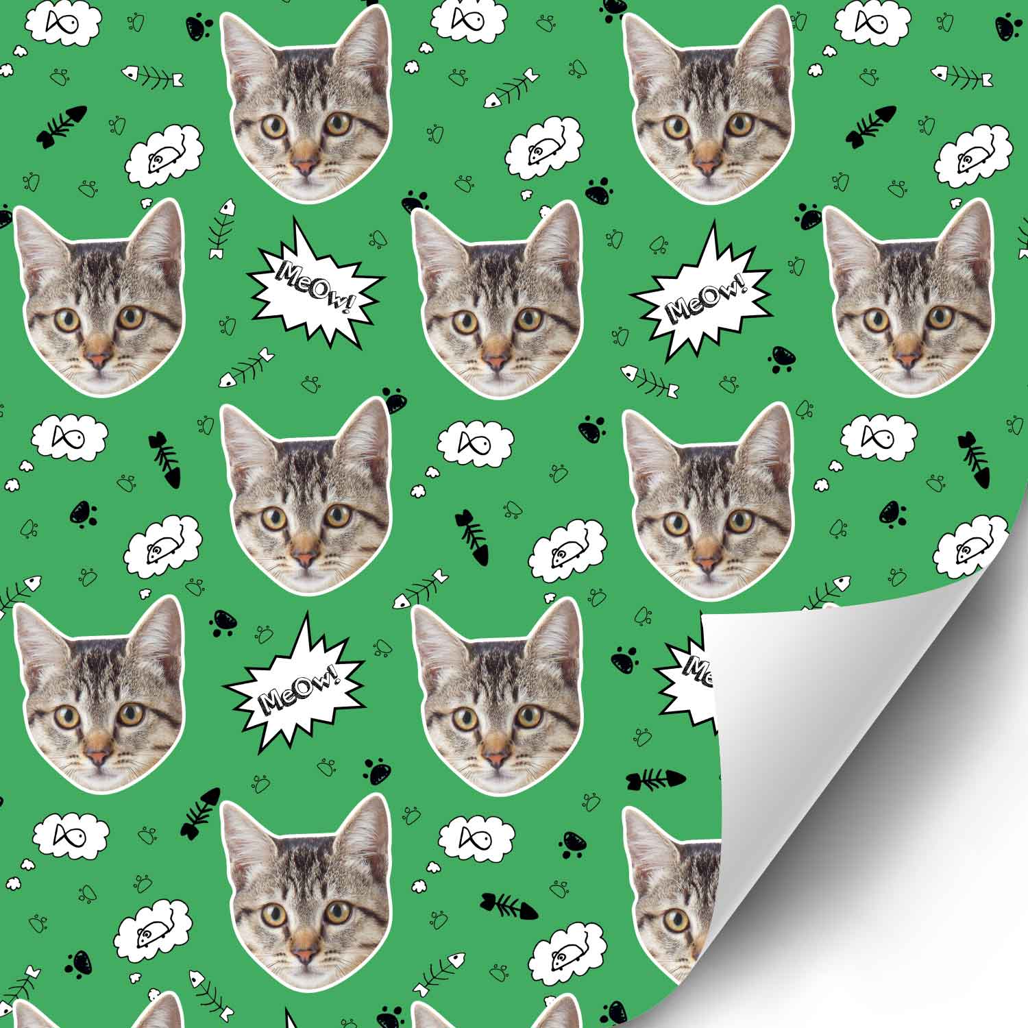 Your Cat Face Pattern Personalised Wrapping Paper
