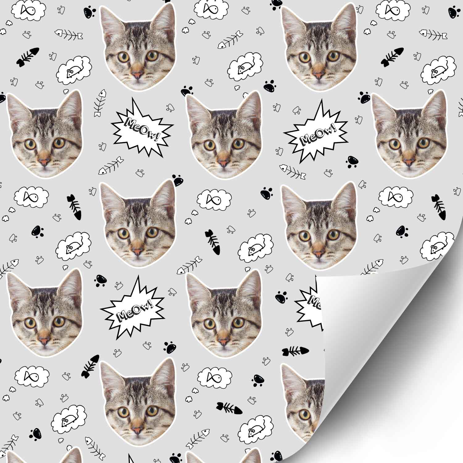 Your Cat Face Pattern Personalised Wrapping Paper