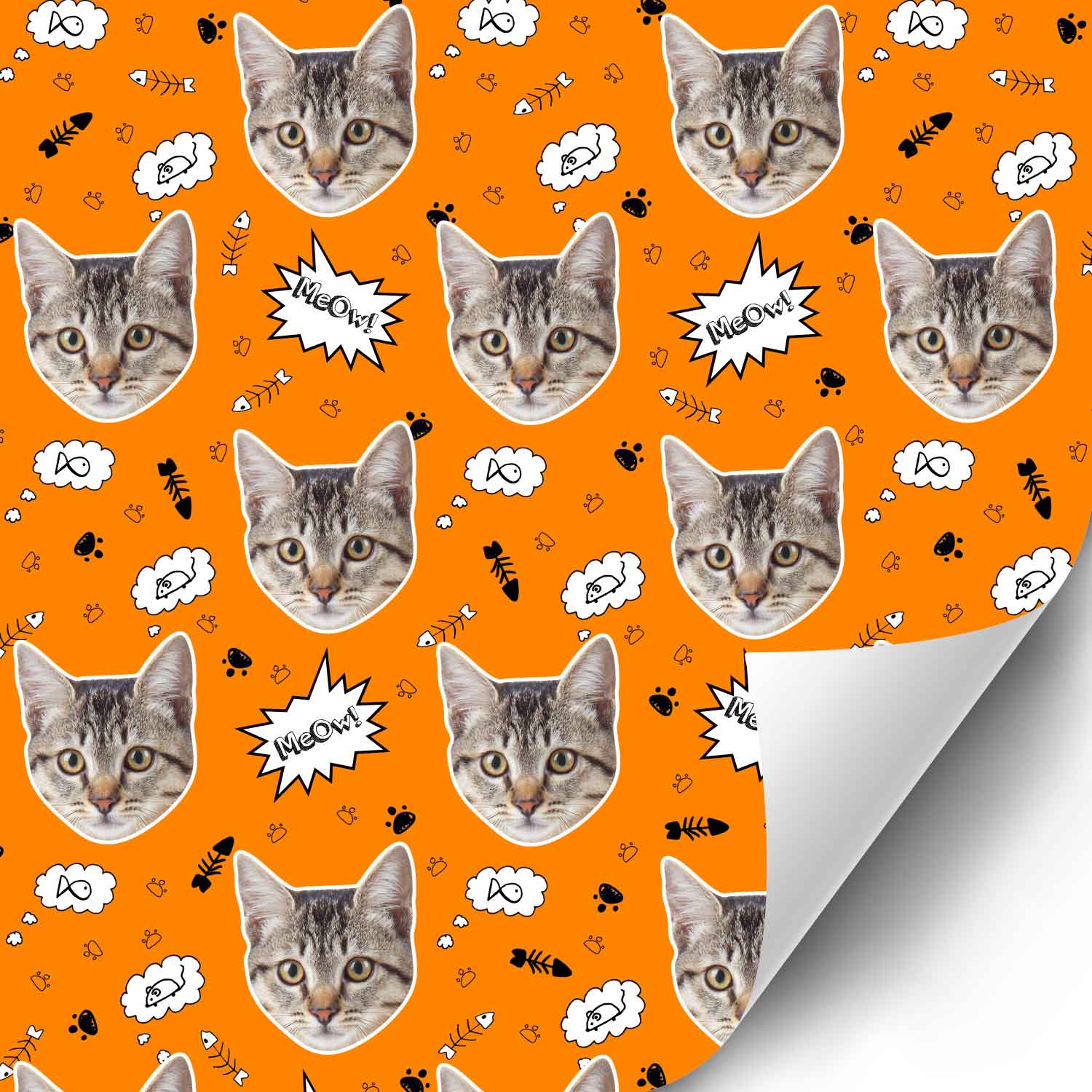 Your Cat Face Pattern Personalised Wrapping Paper