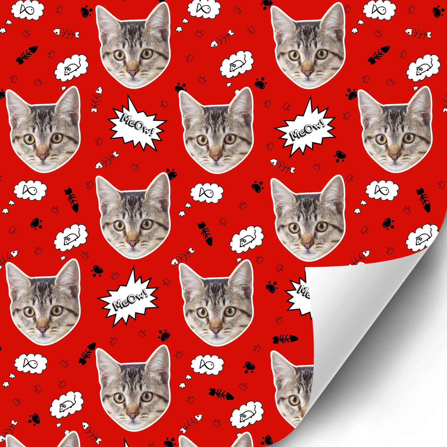 Your Cat Face Pattern Personalised Wrapping Paper