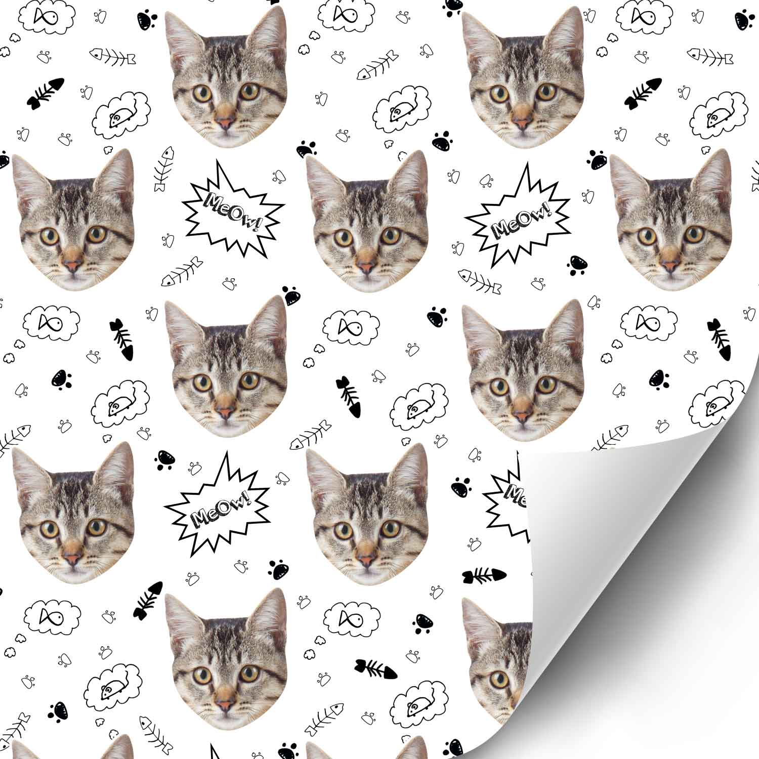 Your Cat Face Pattern Personalised Wrapping Paper