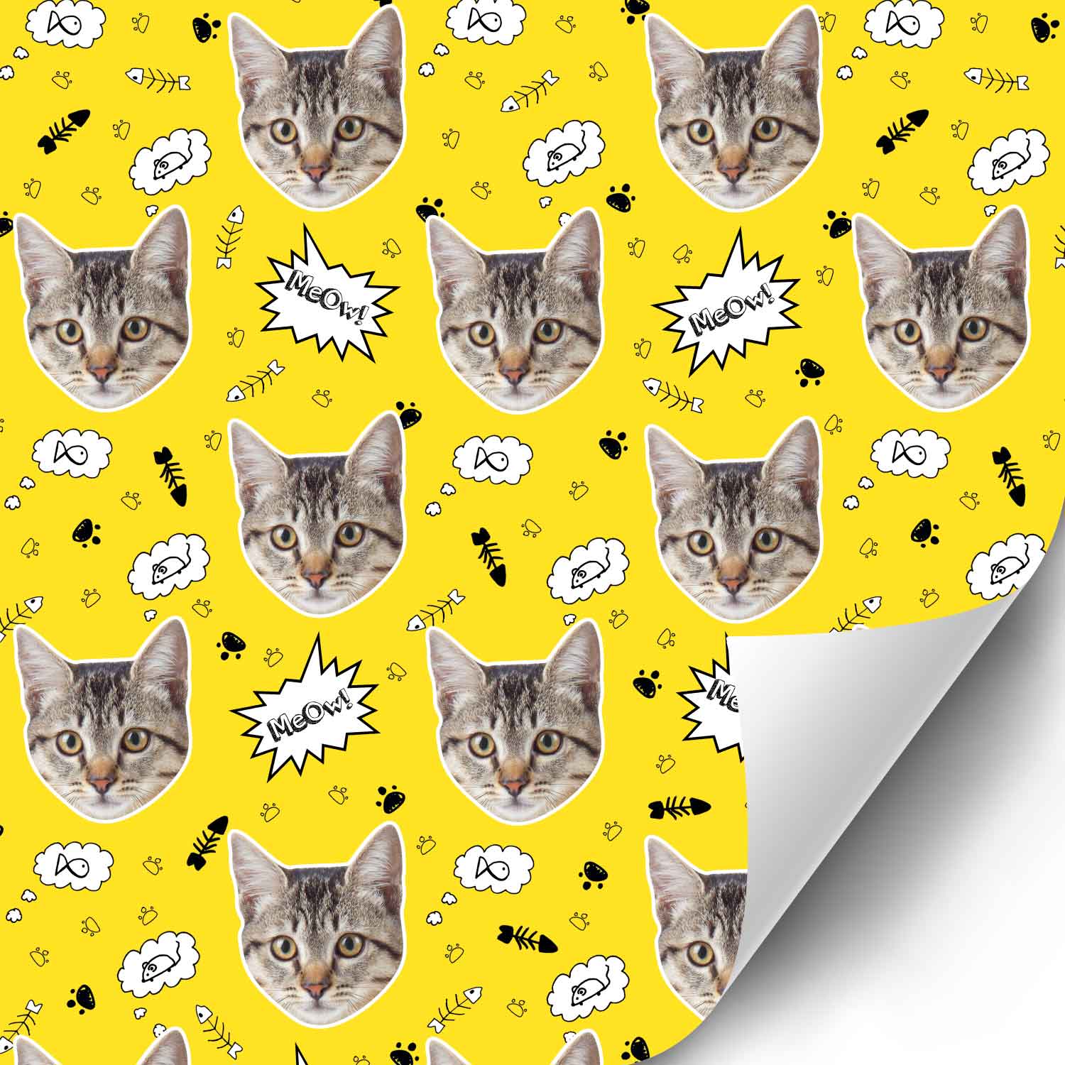 Your Cat Face Pattern Personalised Wrapping Paper