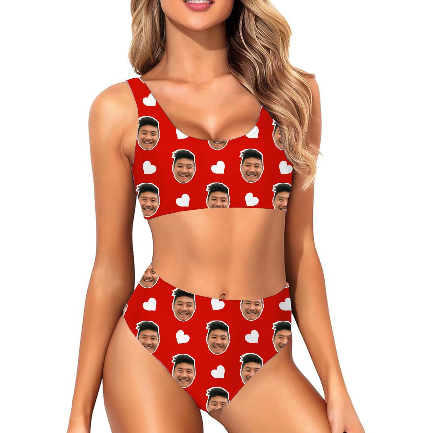 White Hearts Custom Made Bikini Set