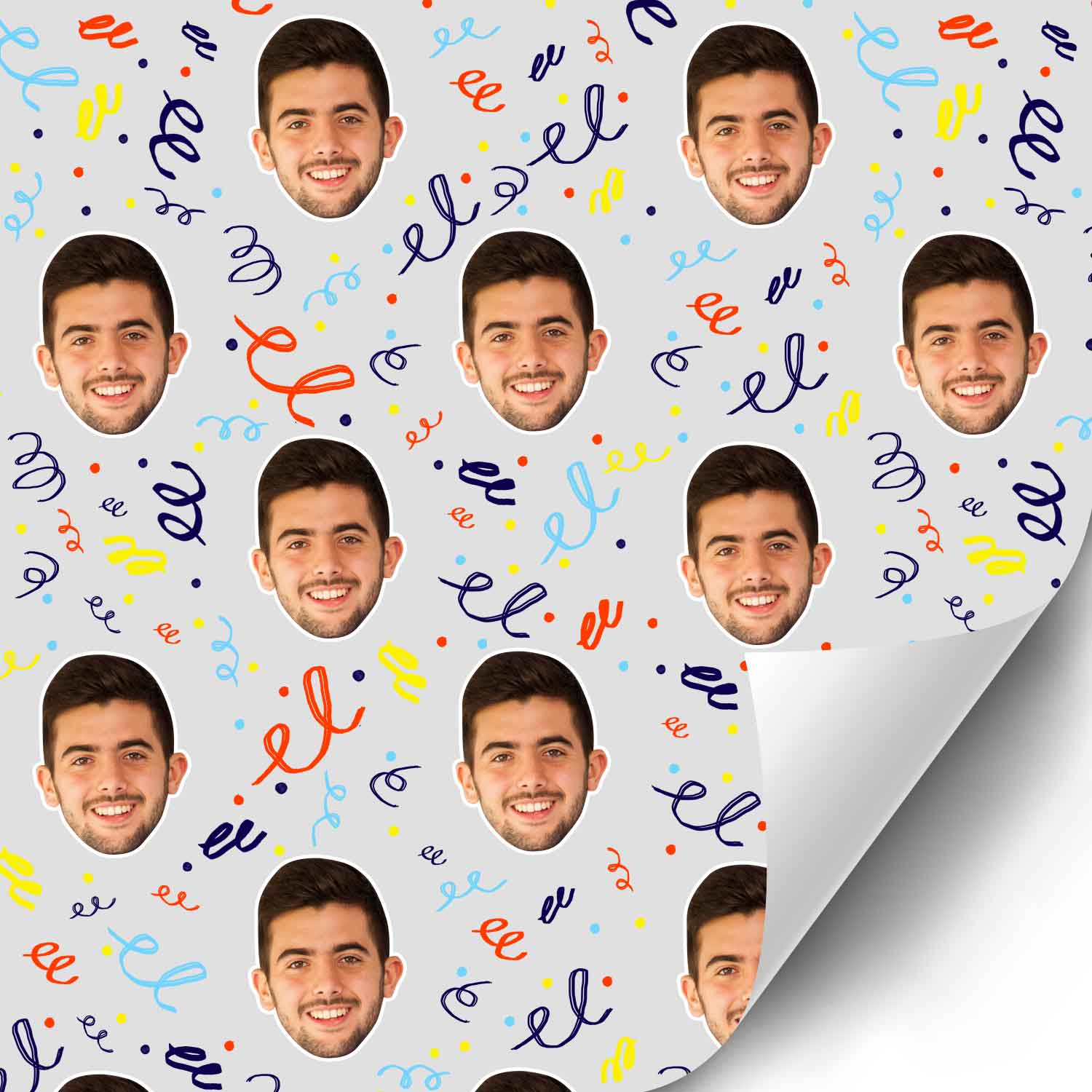 Birthday Confetti Swirls Personalised Wrapping Paper