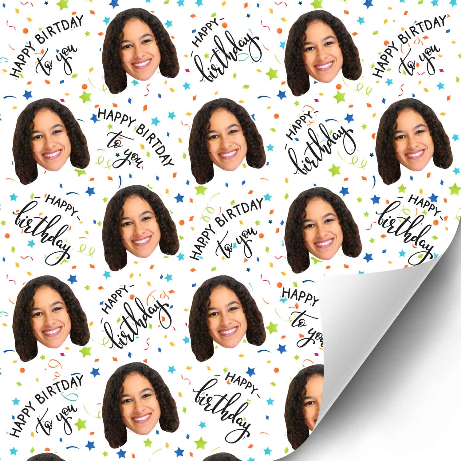Happy Birthday Confetti Personalised Wrapping Paper