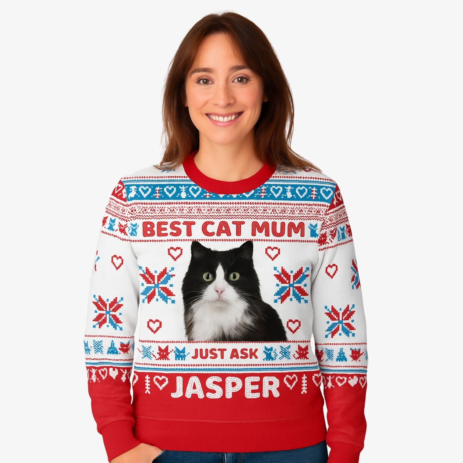 The Best Cat Mum Personalised Christmas Jumper
