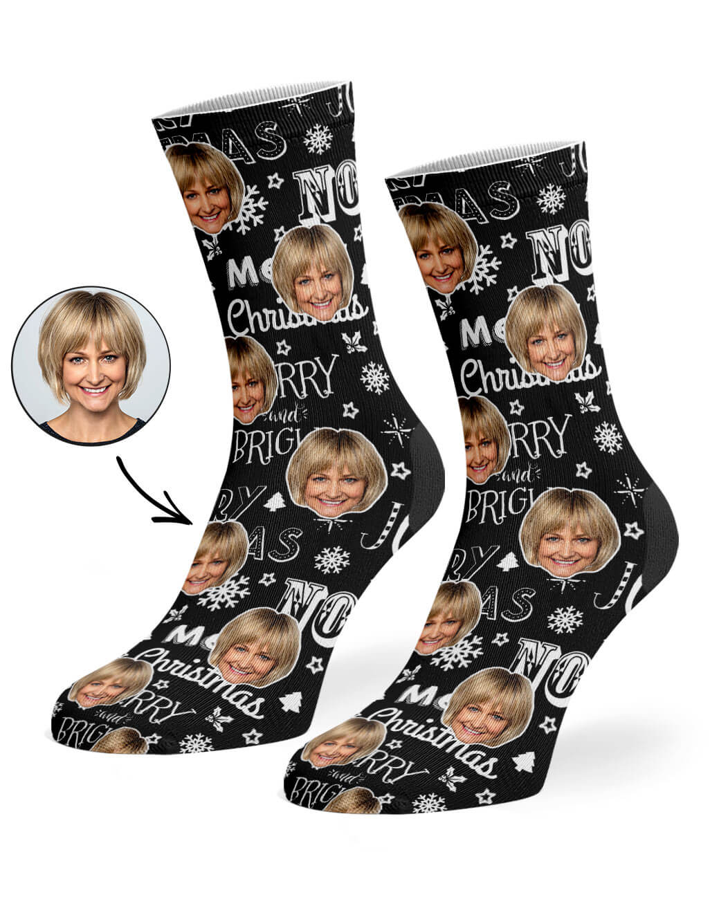 Merry Christmas Photo Socks