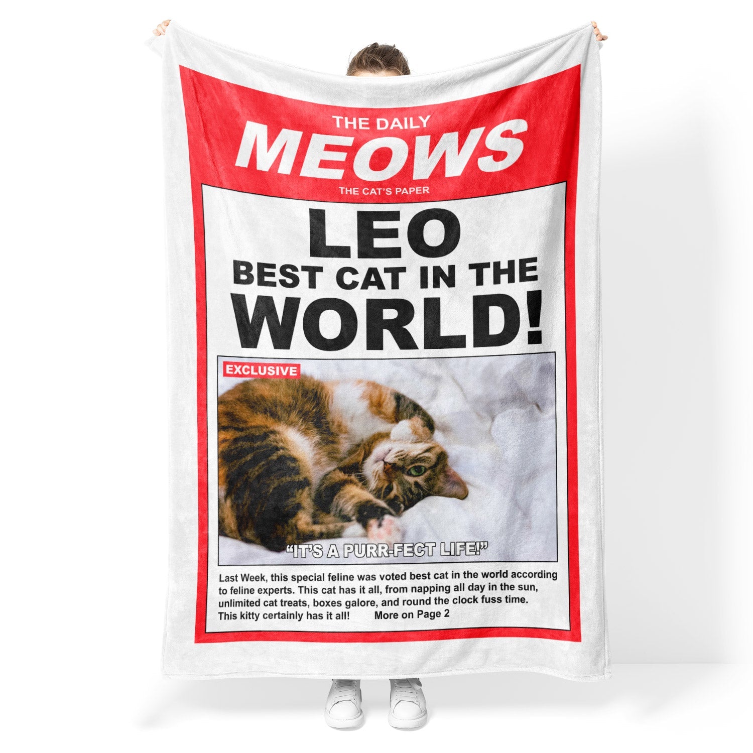 The Weekly Meow! Magazine Cover Personalised Cat Blanket