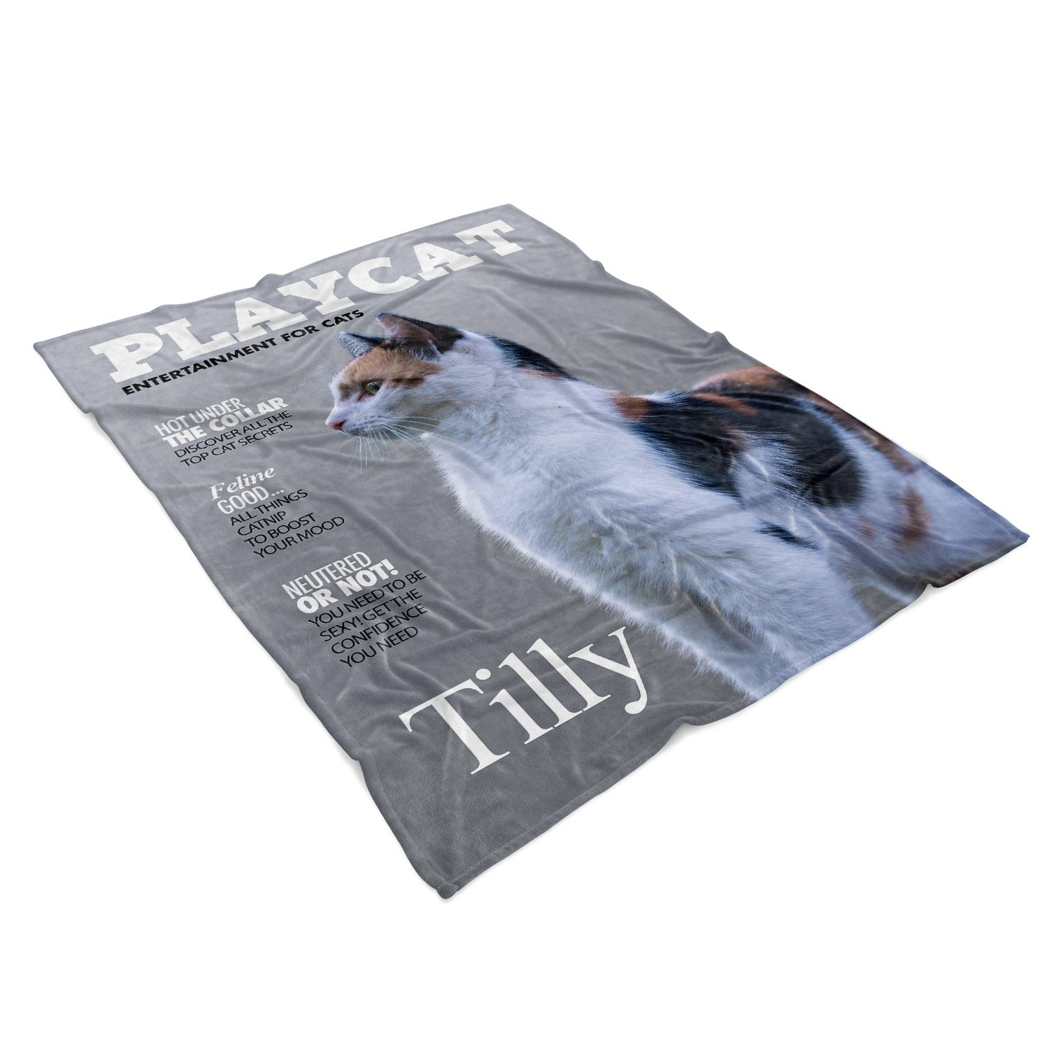 PlayCat Fashion Magazine Cover Personalised Cat Blanket
