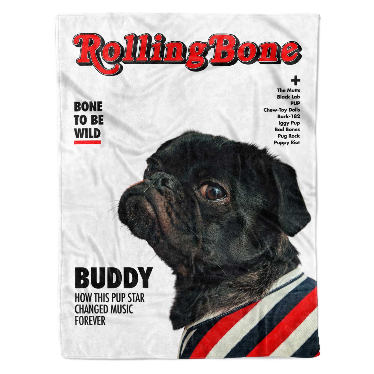RollingBone Music Magazine Cover Personalised Dog Blanket