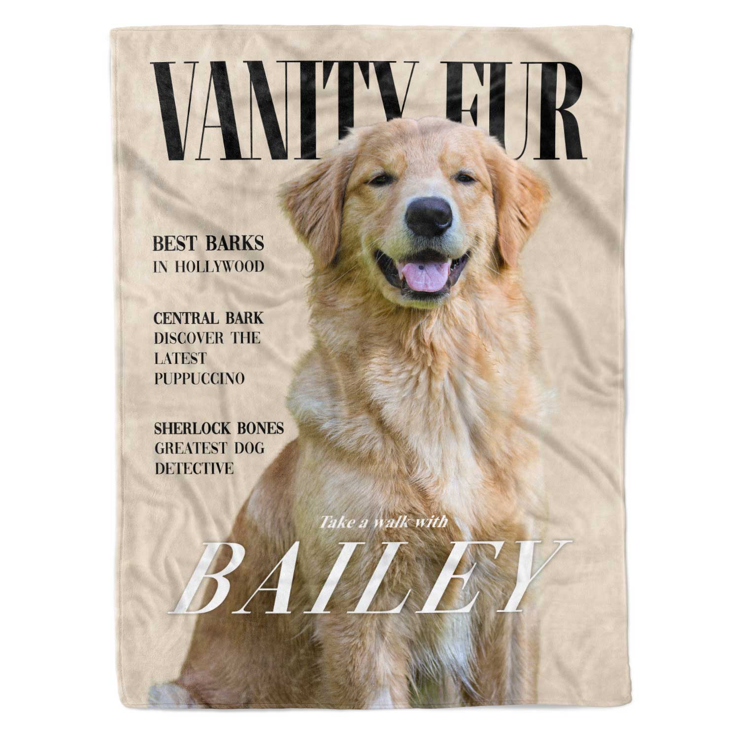 Vanity Fur Fashion Magazine Cover Personalised Dog Blanket