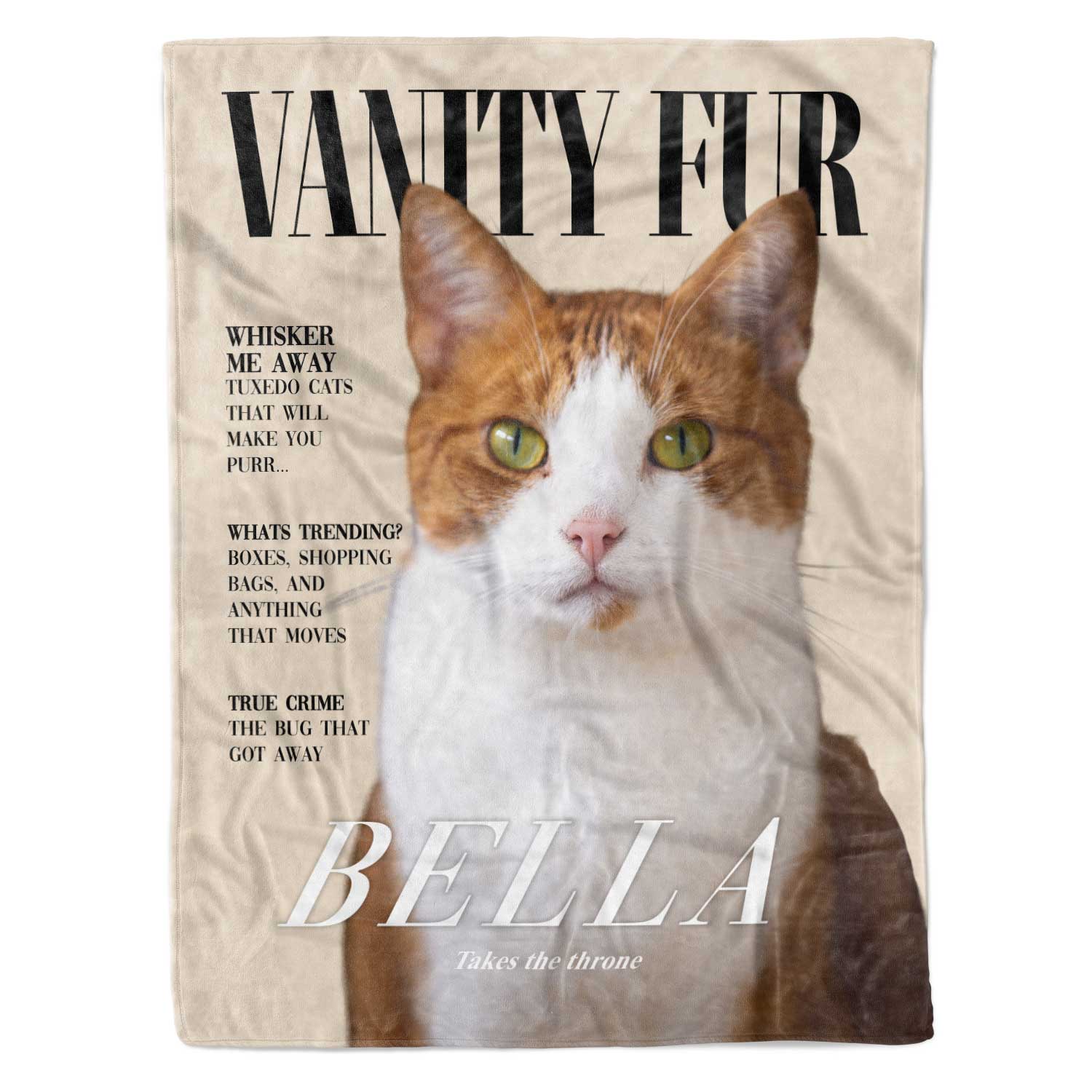 Vanity Fur Fashion Magazine Cover Personalised Cat Blanket