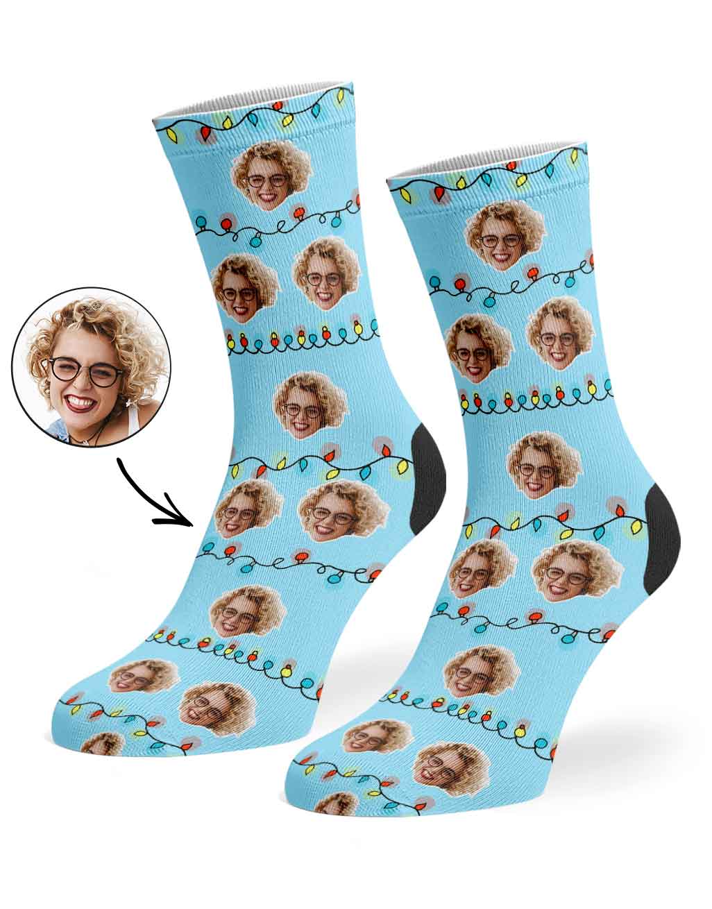 Christmas Lights Custom Face Socks