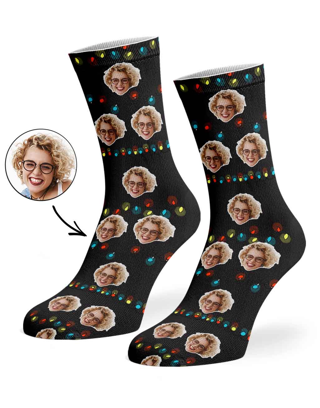 Christmas Lights Custom Face Socks