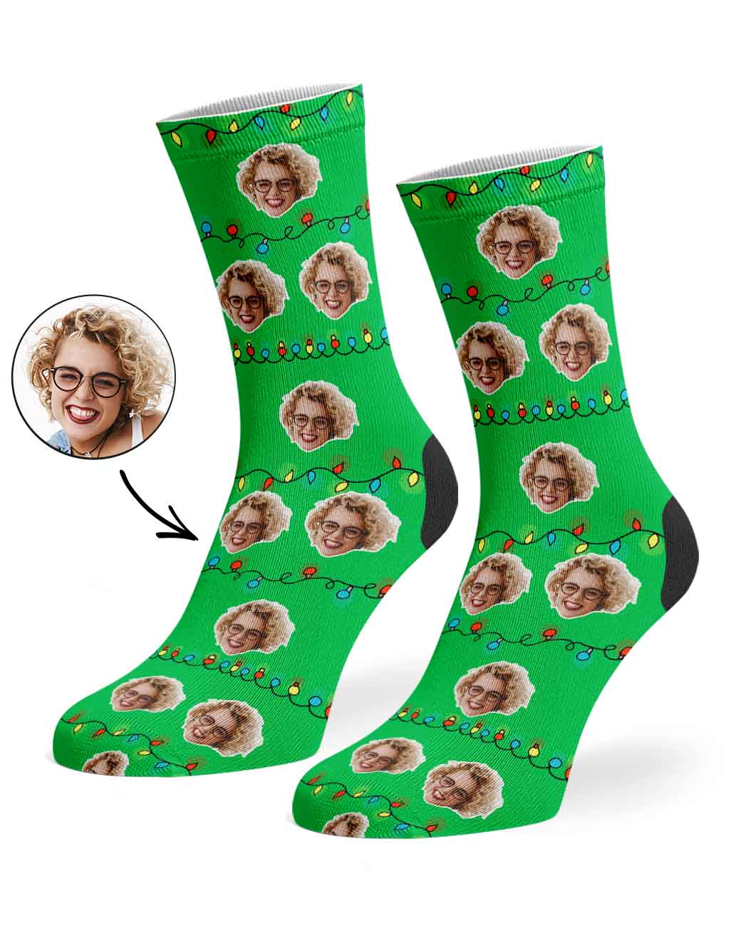 Christmas Lights Custom Face Socks