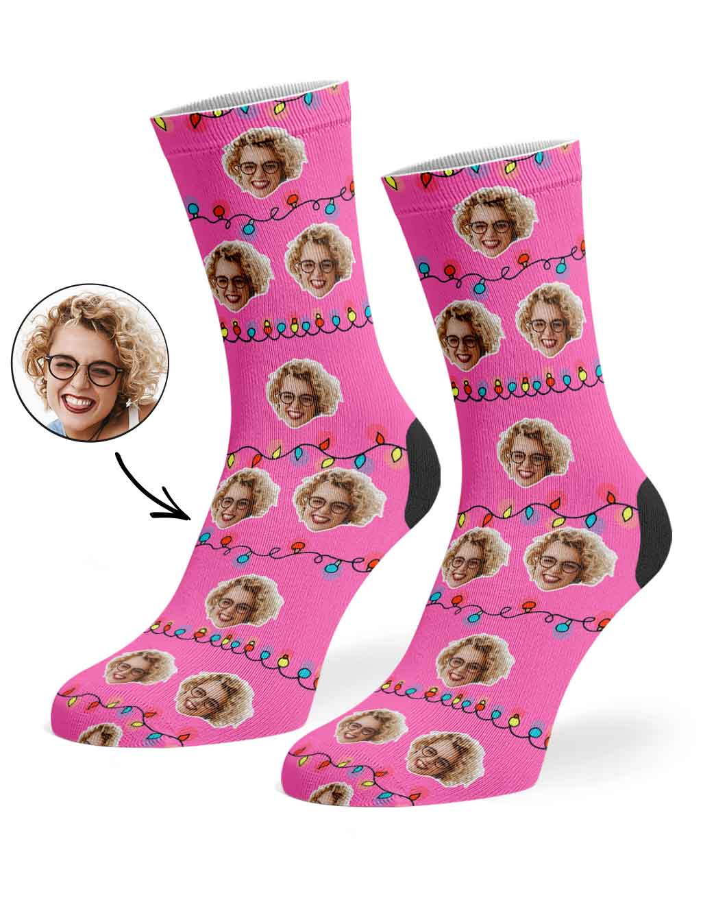 Christmas Lights Custom Face Socks