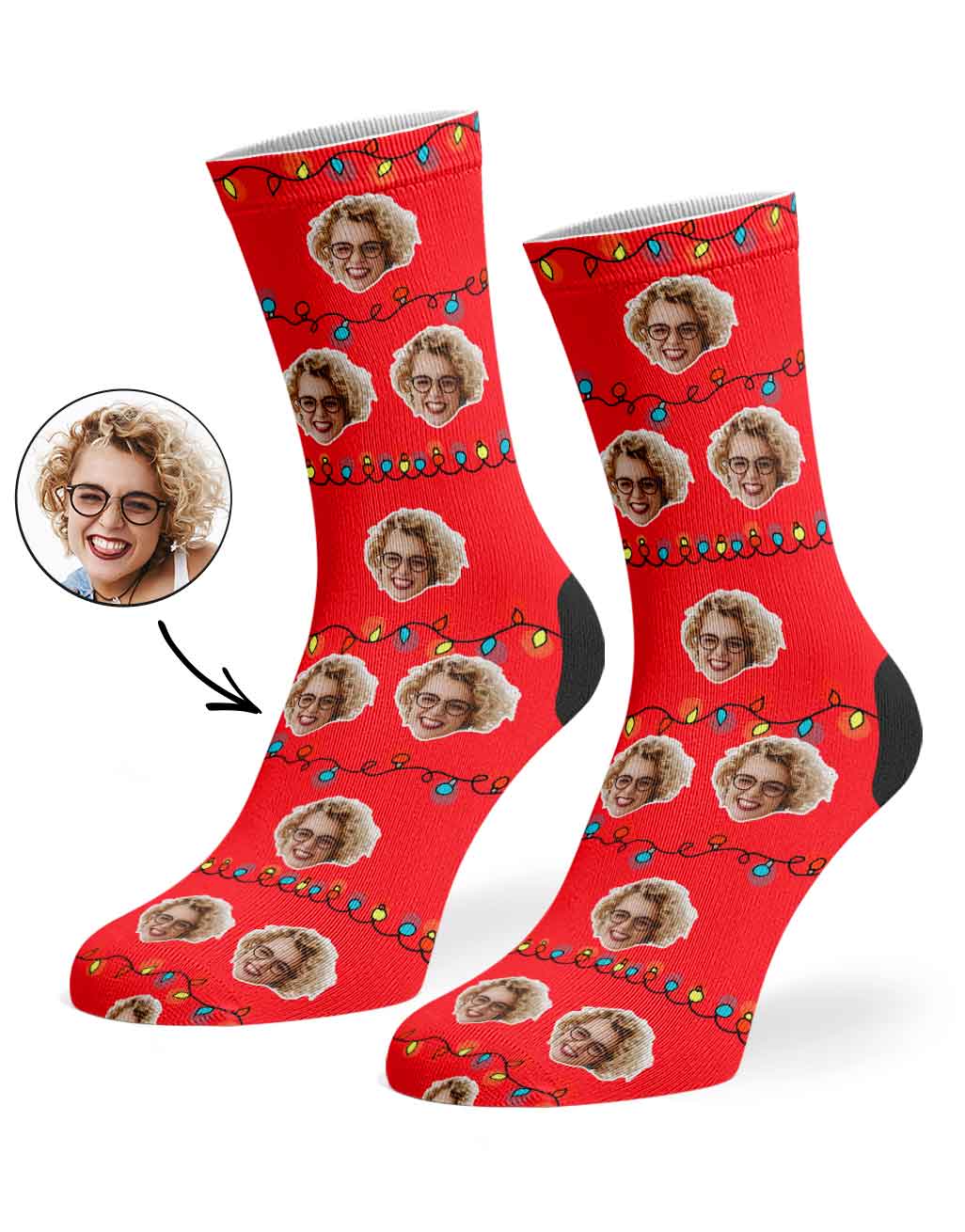 Christmas Lights Custom Face Socks