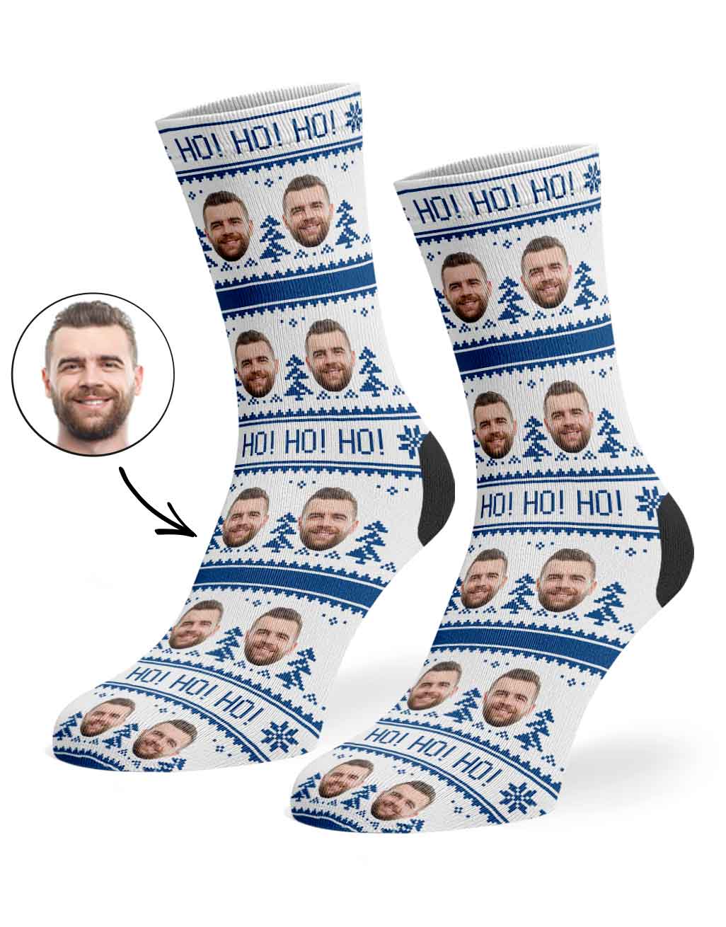 Ho Ho Ho Nordic Christmas Tree Personalised Socks