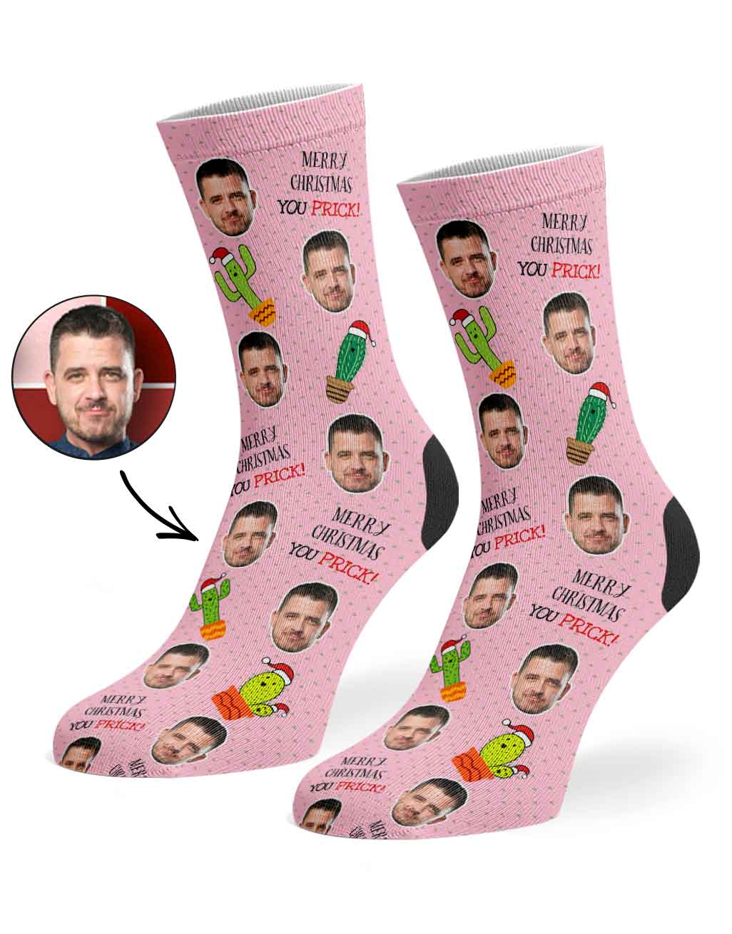 Merry Christmas You Prick Funny Custom Face Socks