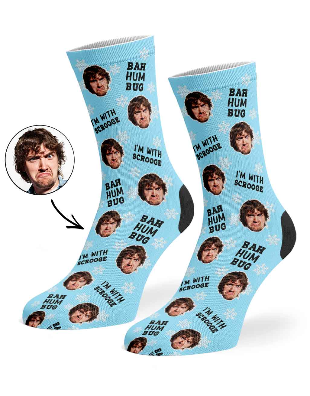 Bah Humbug Christmas Scrooge Custom Face Socks