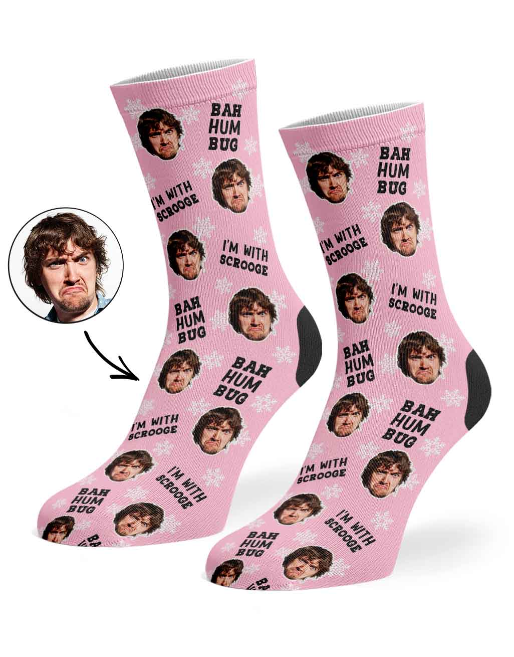 Bah Humbug Christmas Scrooge Custom Face Socks