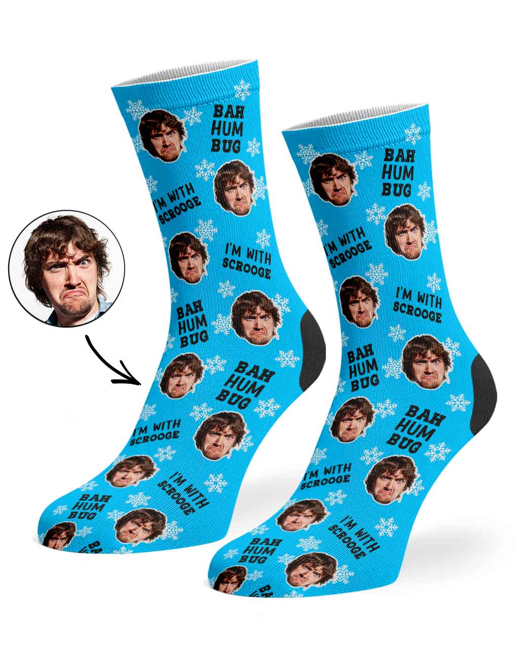Bah Humbug Christmas Scrooge Custom Face Socks