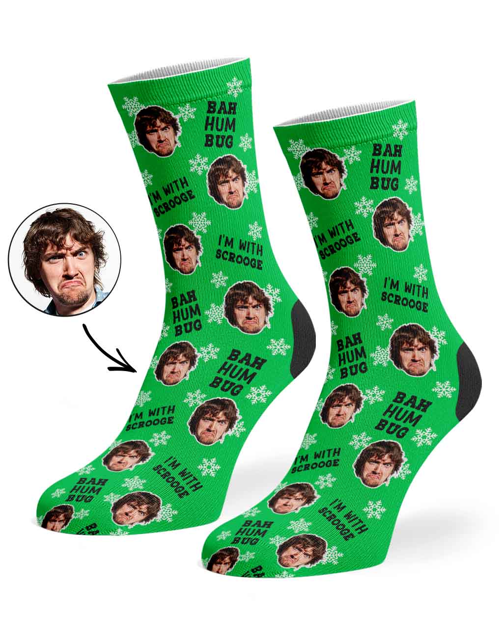 Bah Humbug Christmas Scrooge Custom Face Socks