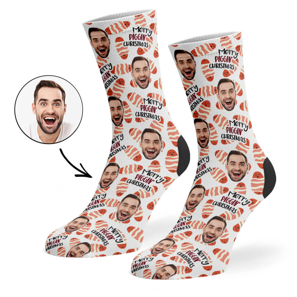 Your Face On Merry Piggin' Christmas Socks
