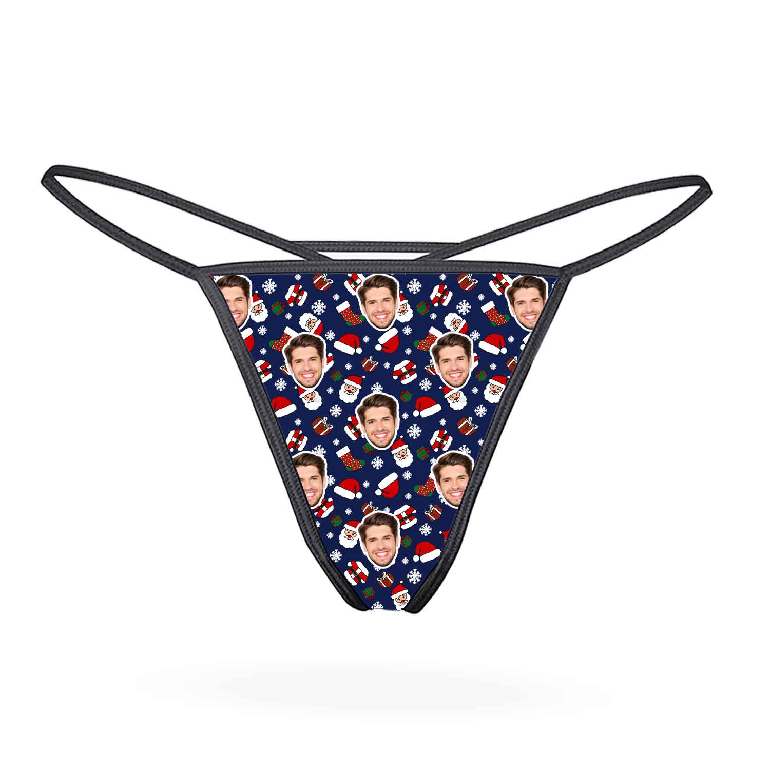 Santa Face Pattern Personalised Christmas Thongs