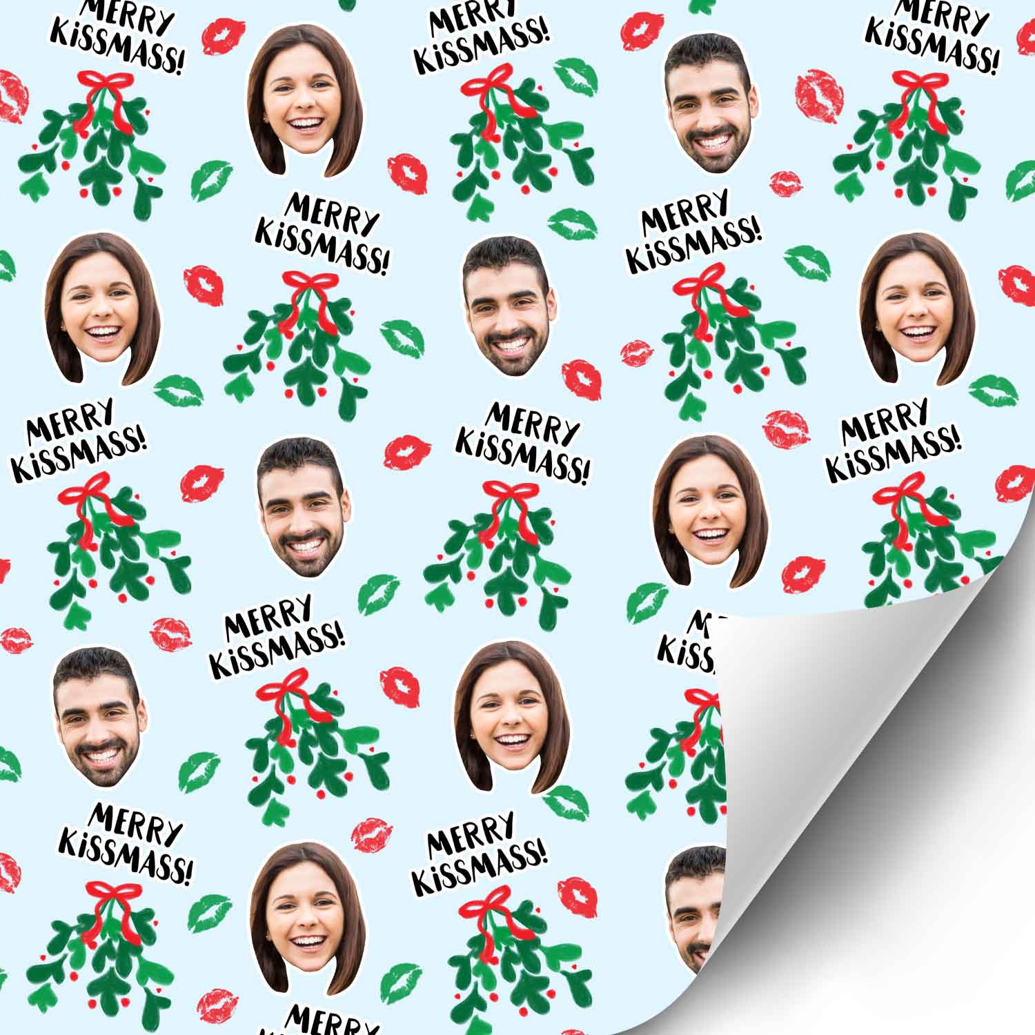 Merry Kissmas Mistletoe Custom Xmas Wrapping Paper