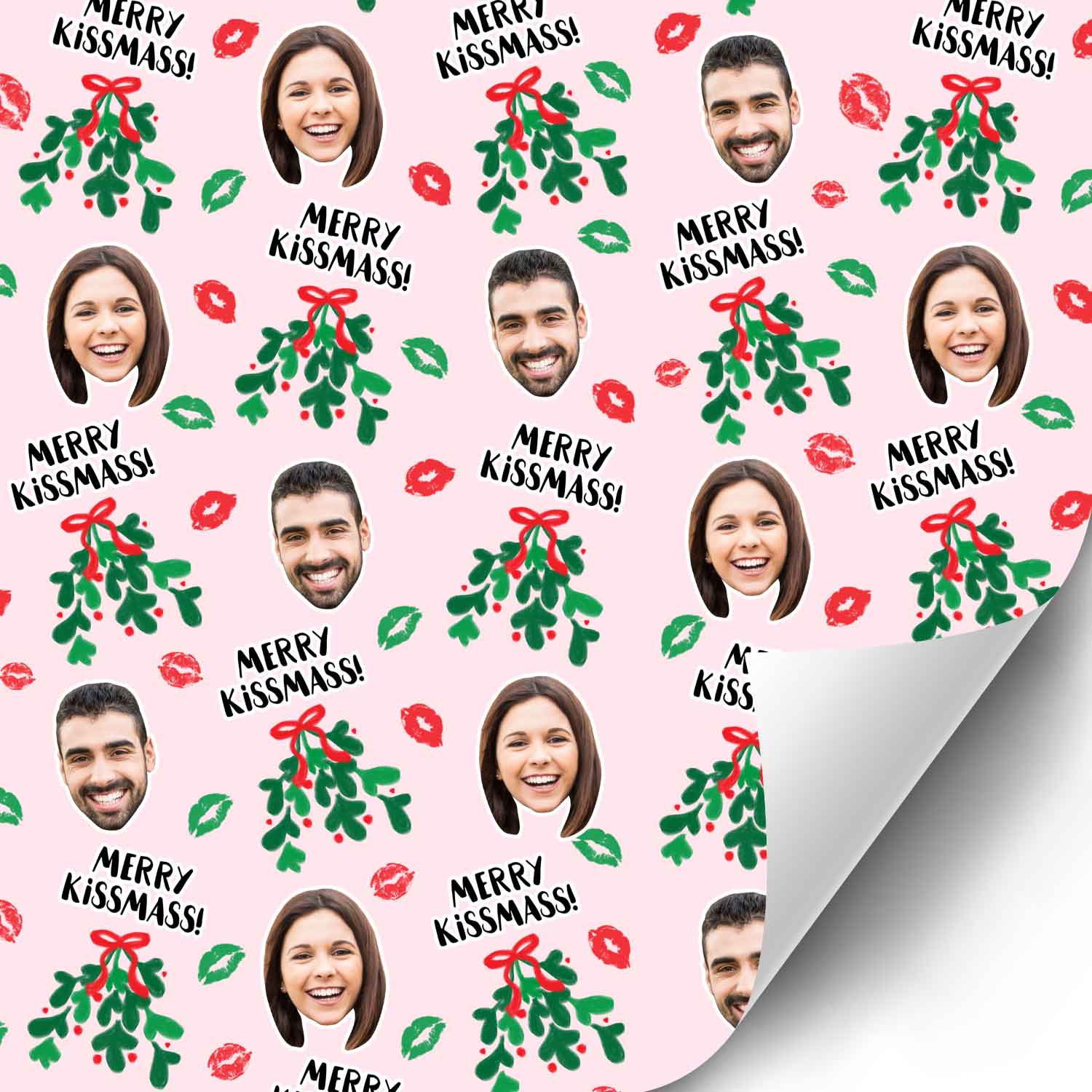 Merry Kissmas Mistletoe Custom Xmas Wrapping Paper